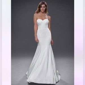 Azazie sweetheart strapless wedding gown.
